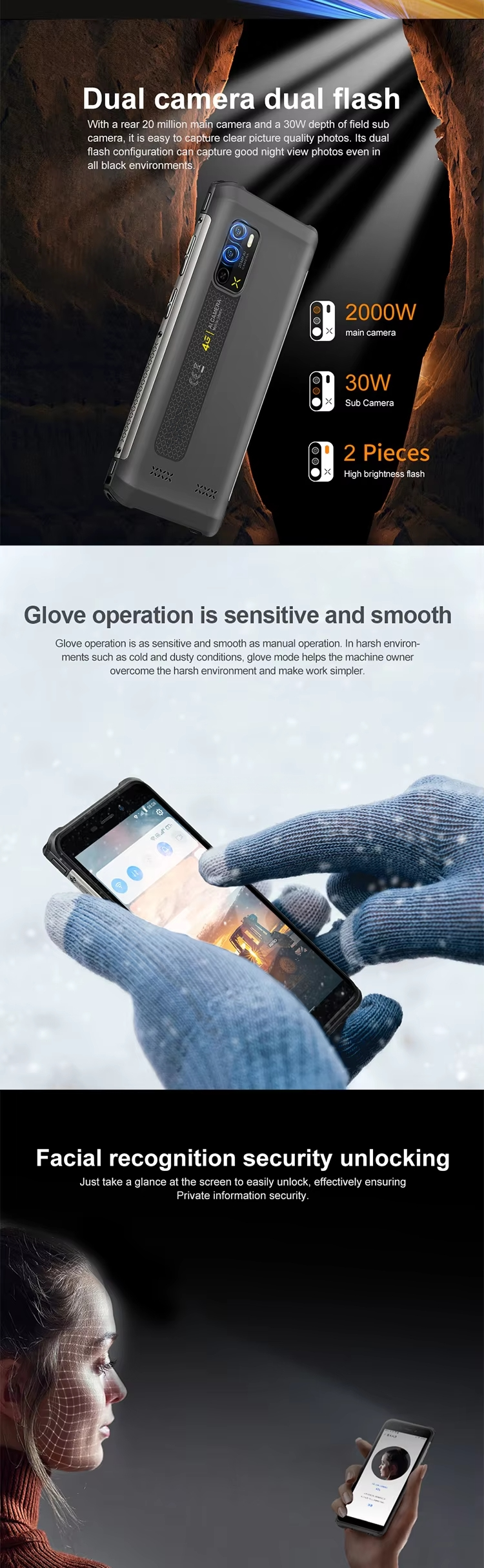 CS-A13 IP68 Rugged Android Smart Phone Waterproof Shockproof Dustproof Rug Smartphone