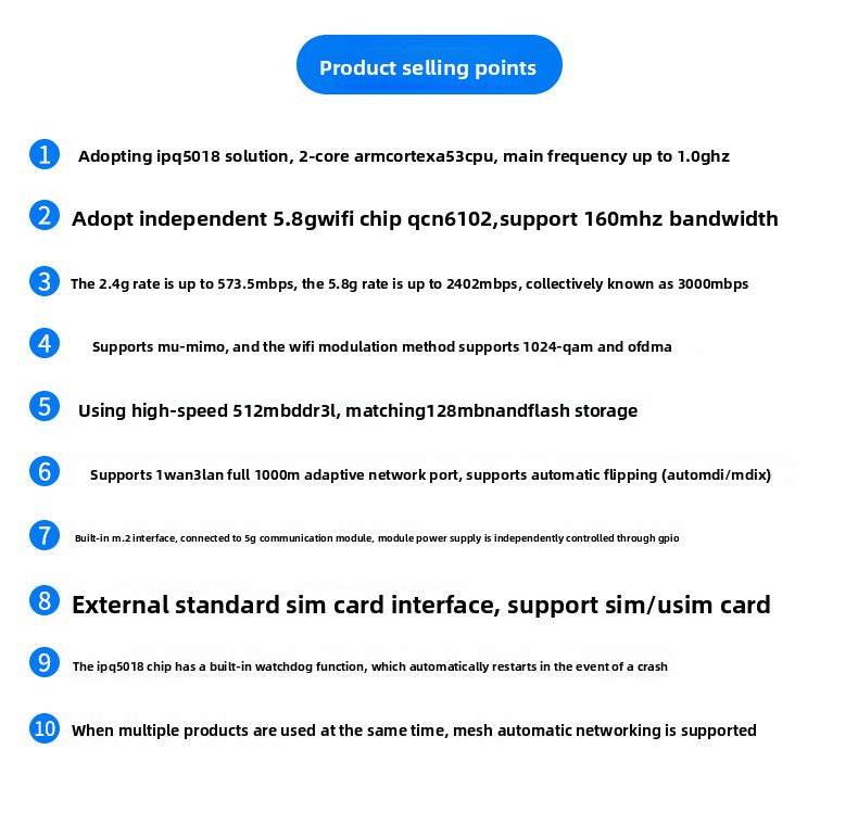 Croskylink CS-Z5001AX-M2-T 5g SIM Card Router Industrial Full-Network Gigabit Dual-Band Smart Ipq5018 Wireless WiFi6 Manufacturer