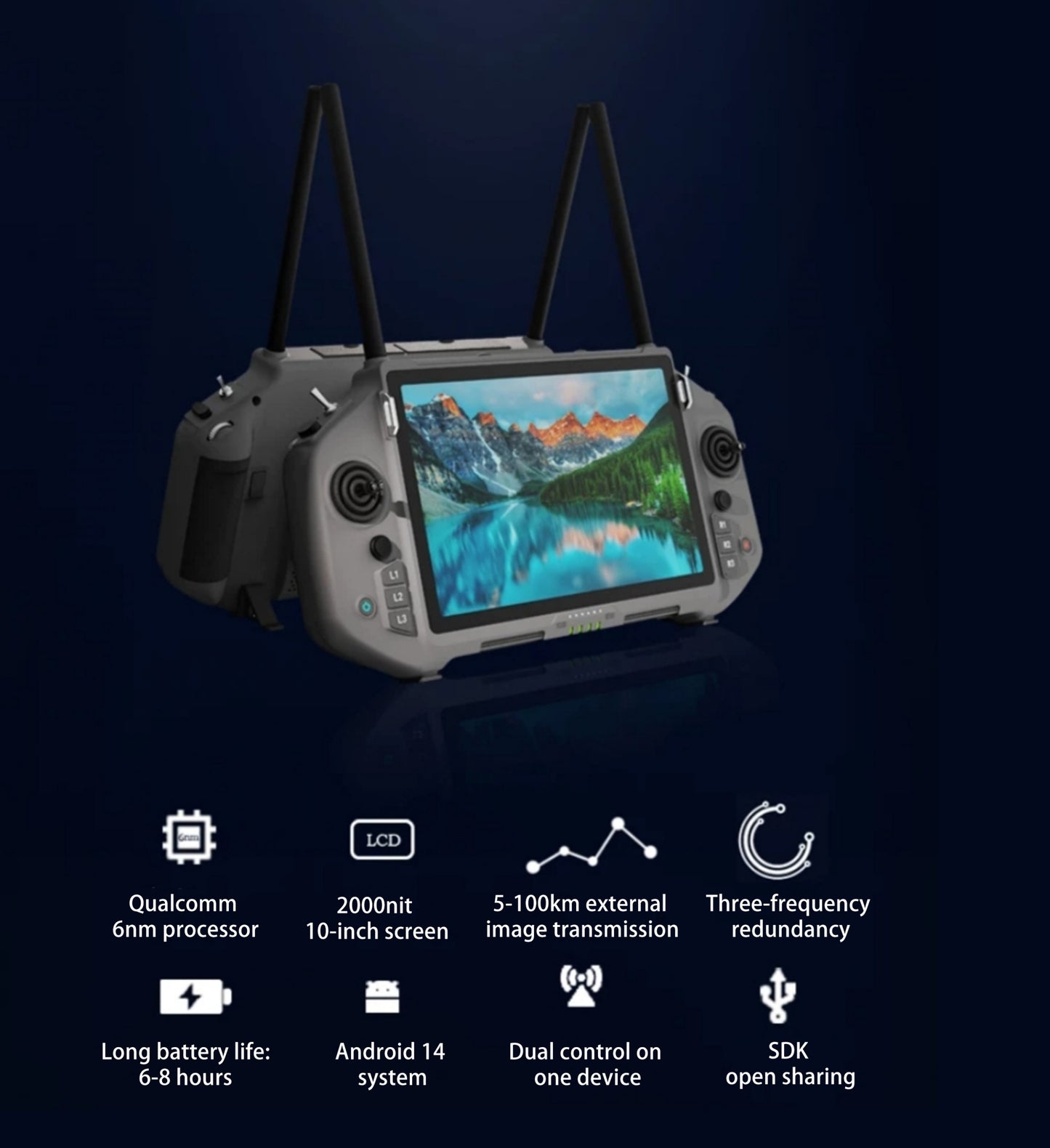 Croskylink CS-RQ10 Handheld Ground Station for Robotics High-Brightness Screen Digital Image Transmission Controller