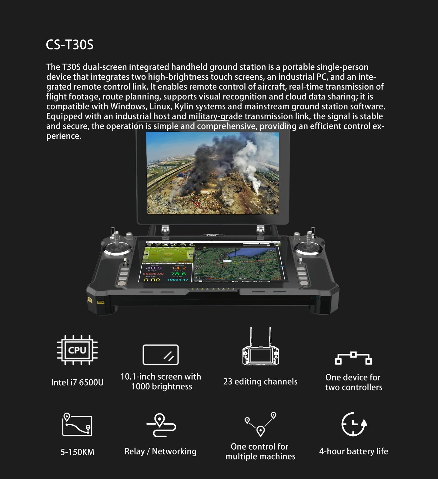 Croskylink CS-T30s Dual Display Portable Controller Integrated Gcs Ground Station Equipment