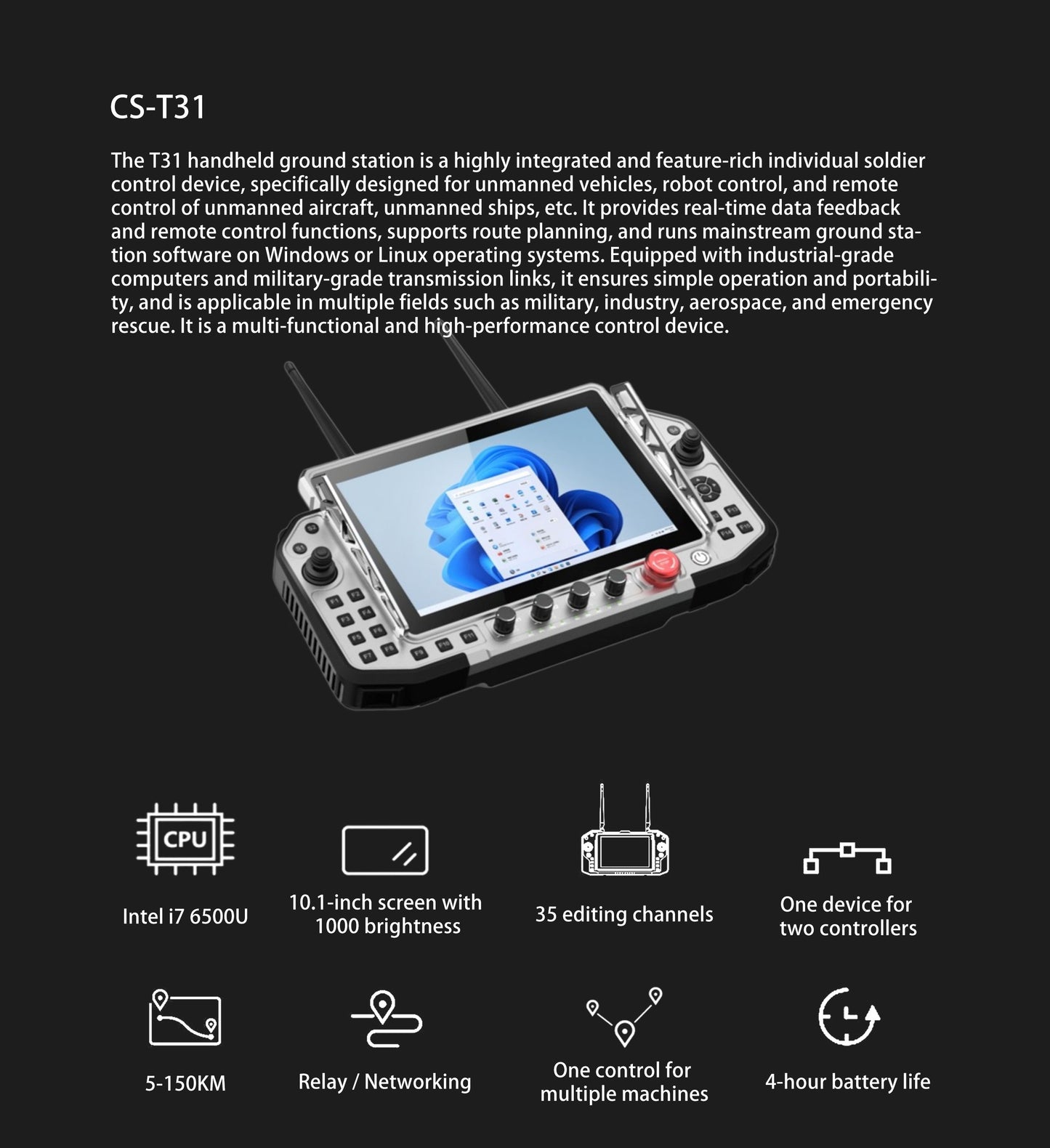 Croskylink CS-T31 Remote Control Ground Control Station (GCS) Lightweight Handheld Robotics Controller
