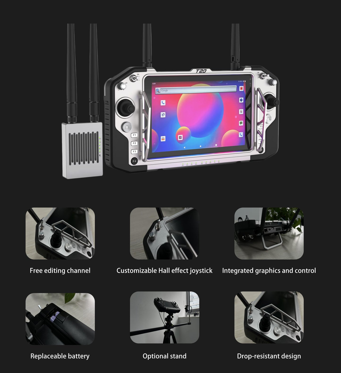 Croskylink CS-T20 Industrial Handheld Controller Aluminum 1200g 8-Inch IPS Display Ground Control Station Gcs Remote System