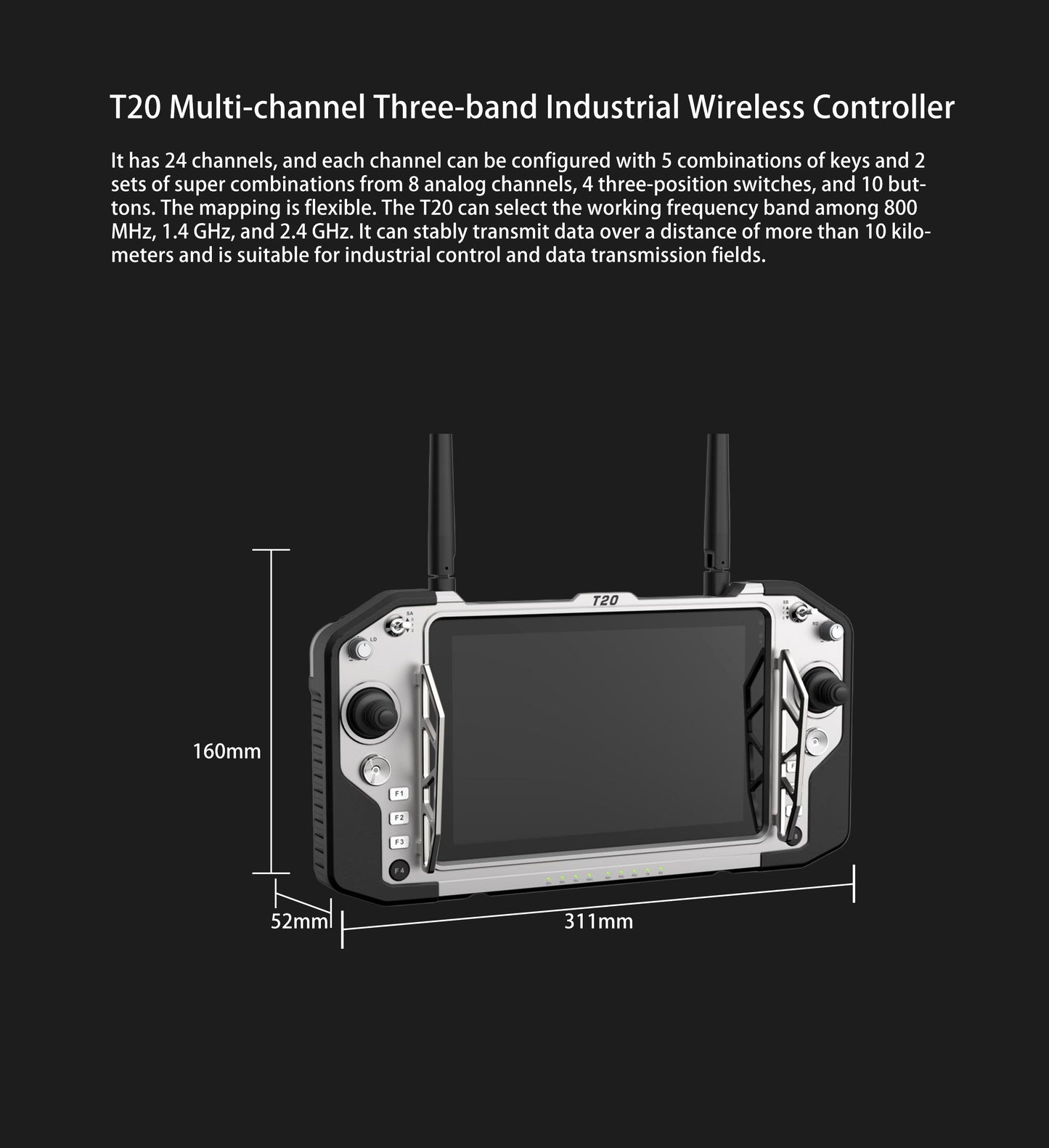 Croskylink CS-T20 Industrial Handheld Controller Aluminum 1200g 8-Inch IPS Display Ground Control Station Gcs Remote System