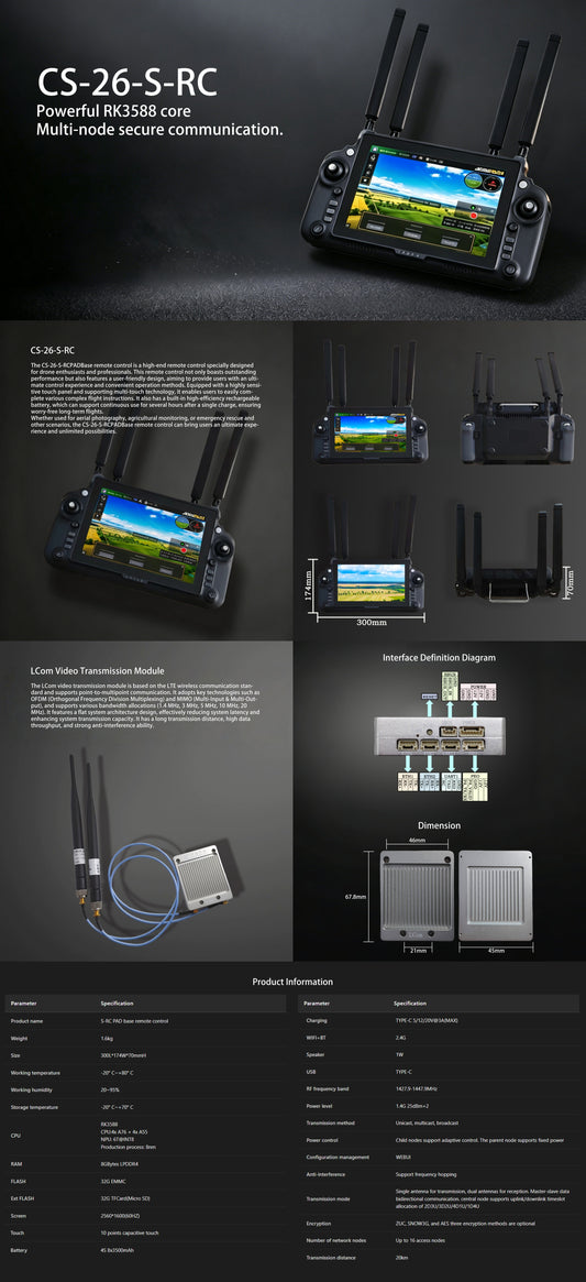 Croskylink CS-26-S-RC Handheld Ground Station 20km Wireless Long-Range Communication Remote Control