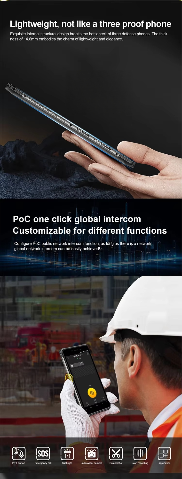 CS-A13 IP68 Rugged Android Smart Phone Waterproof Shockproof Dustproof Rug Smartphone