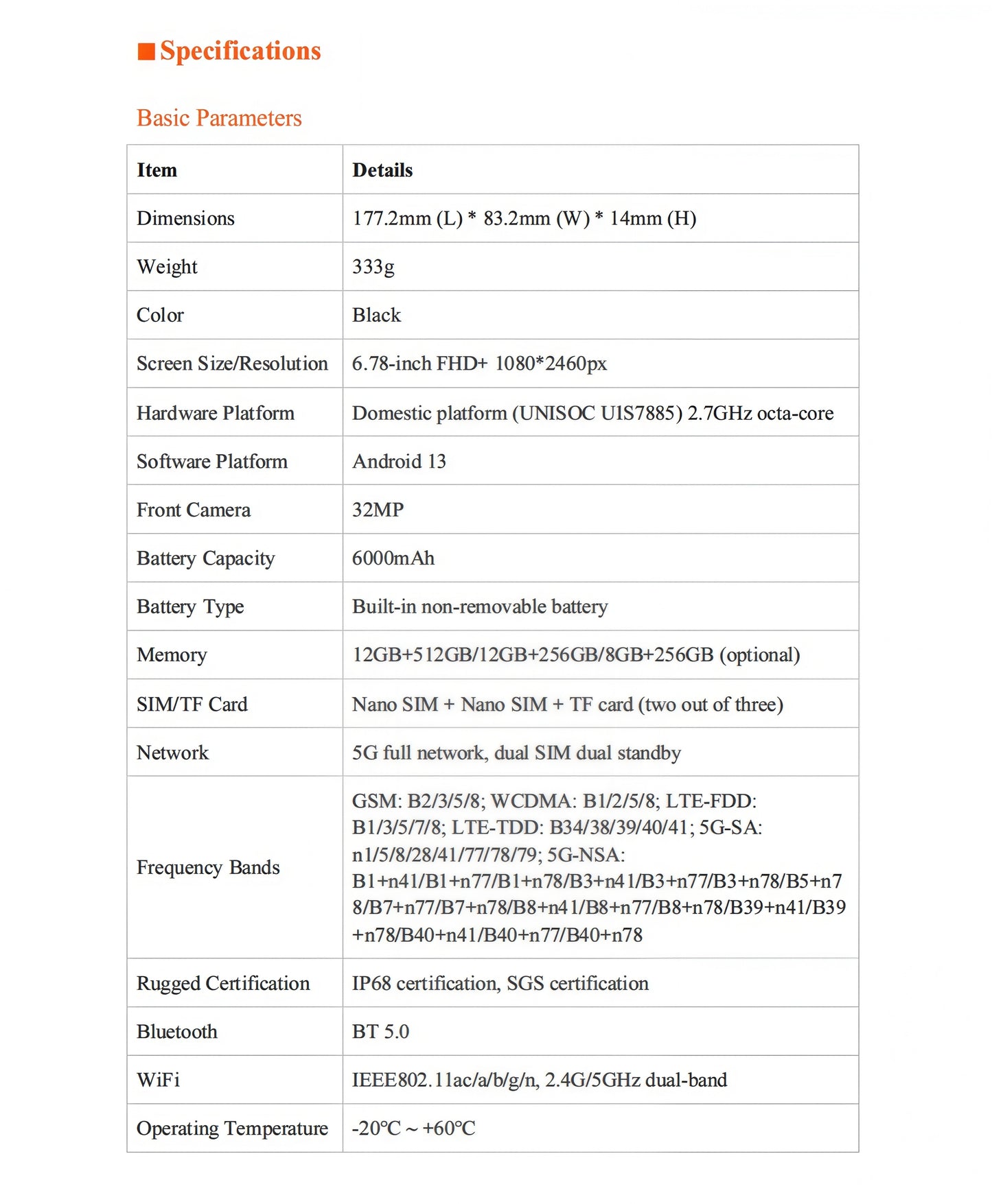 CS-A29U HD 13MP Night Vision Waterproof Dustproof Shockproof Rugged Phone 6000mAh 6.78 2.7GHz Cellphone 64MP Main Camera 5g Smartphone