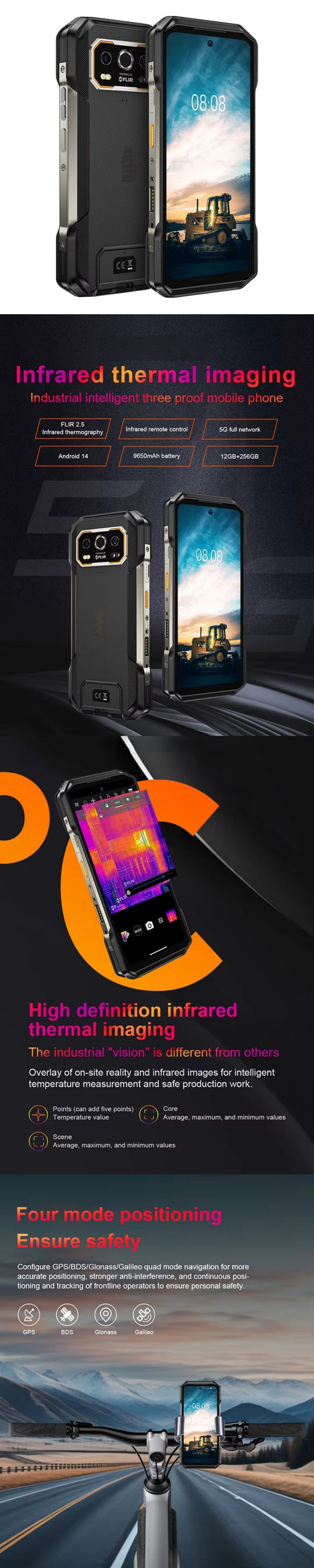 CS-A30 Industrial Night Vision Thermal Imaging Rugged Phone Intrinsically Safe Explosionproof Telephone IP68 IP69K Waterproof