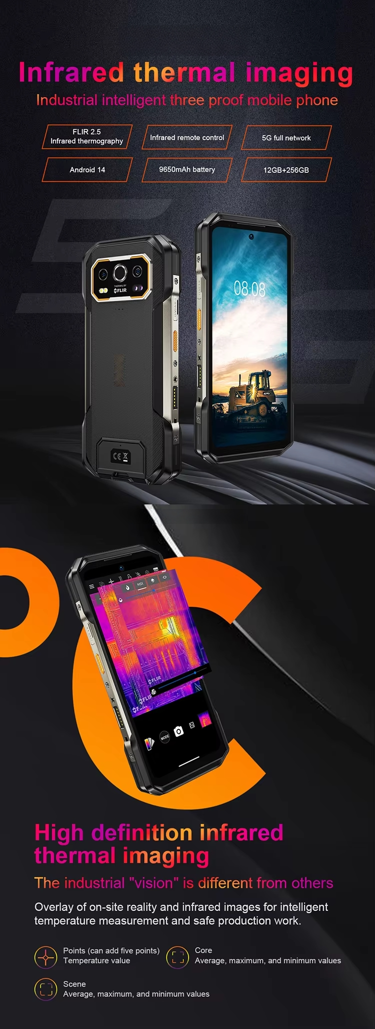 CS-A30 Industrial Night Vision Thermal Imaging Rugged Phone Intrinsically Safe Explosionproof Telephone IP68 IP69K Waterproof