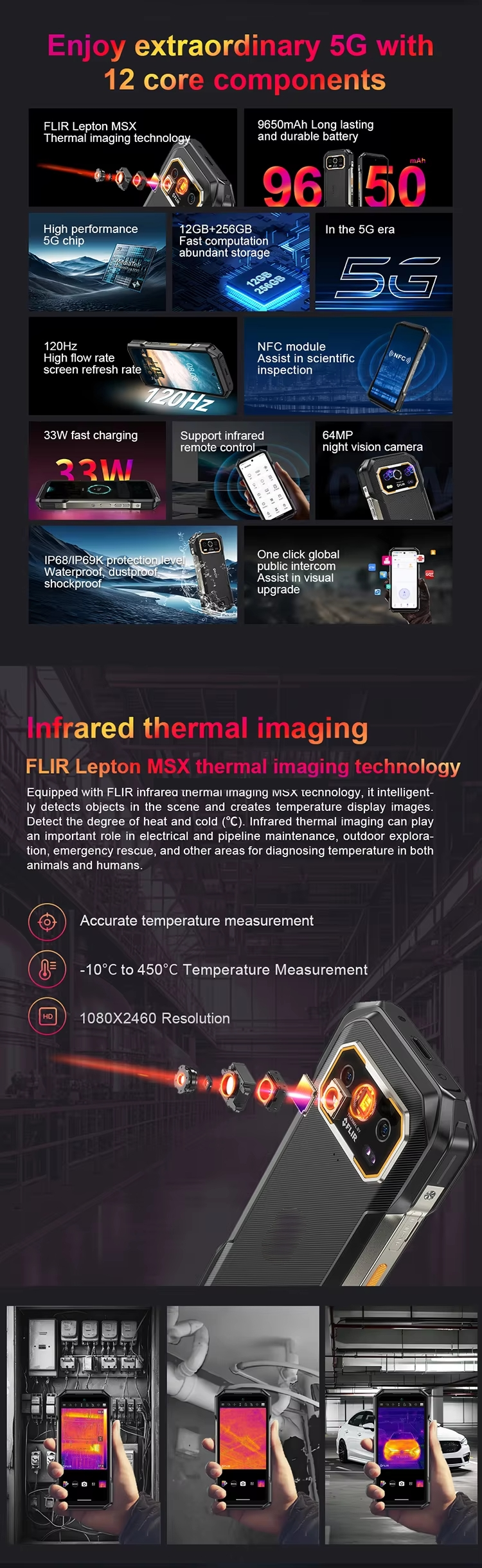 CS-A30 Industrial Night Vision Thermal Imaging Rugged Phone Intrinsically Safe Explosionproof Telephone IP68 IP69K Waterproof