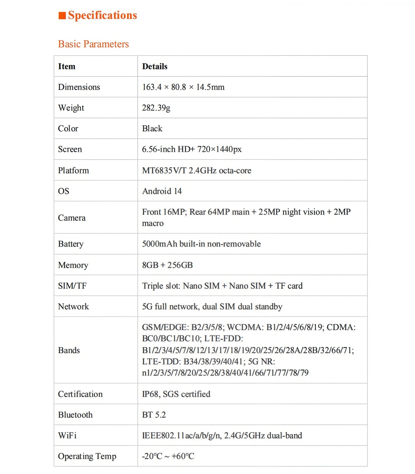 CS-A32 5g IP68 IP69K Rugged Smartphone Octa Core Night Vision NFC Poc Walkie Talkie Industrial Waterproof Smartphone