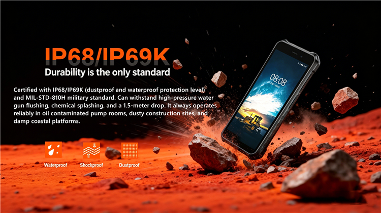 CS-A6-2026 Rugged IP68 Waterproof Shockproof Walkie Talkie Android 15 NFC Touch Screen Phone