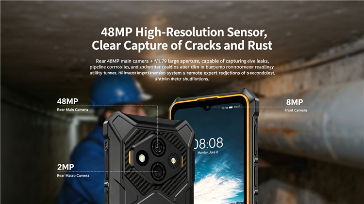 CS-A8-2026 IP68 IP69K Waterproof Shockproof Customize Industrial Rugged Phones 2026 New Version Android 15 8GB+128GB Dual SIM Mobile Phone