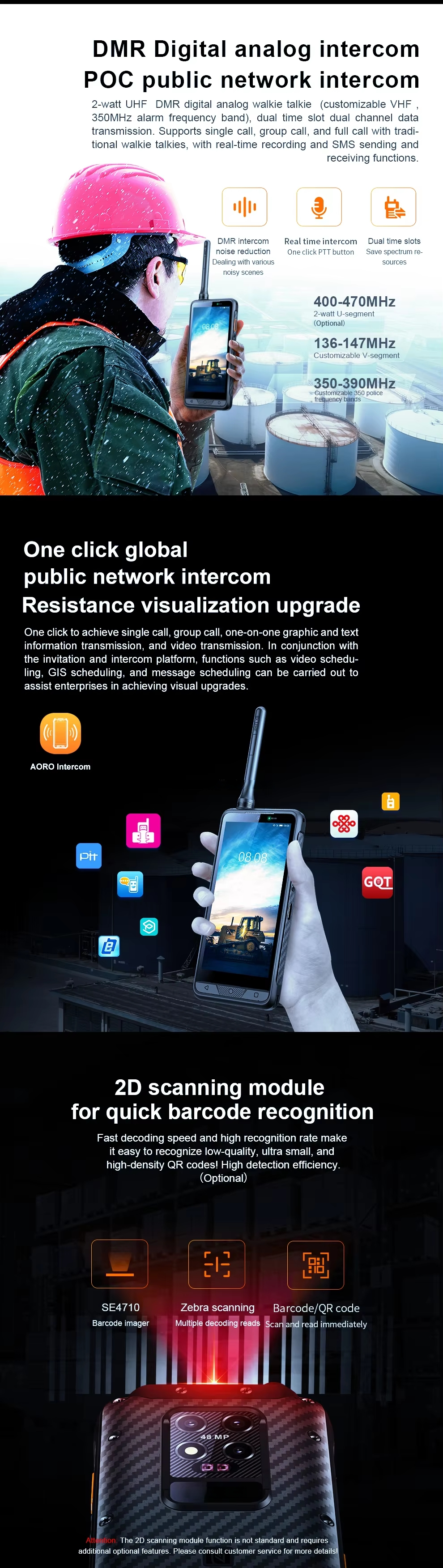 CS-M7 IP68 Rugged Phone Dustproof Waterproof Cellphones Night Vision Poc Uhf Radio Walkie Talkie Explosion-proof Android Smartphone