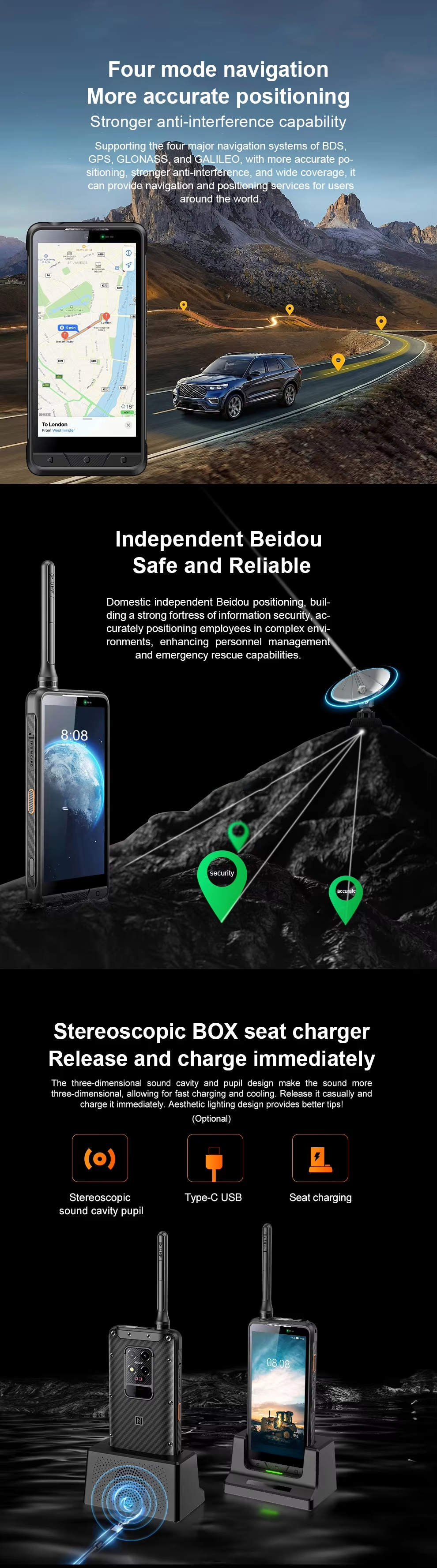CS-M7 IP68 Rugged Phone Dustproof Waterproof Cellphones Night Vision Poc Uhf Radio Walkie Talkie Explosion-proof Android Smartphone