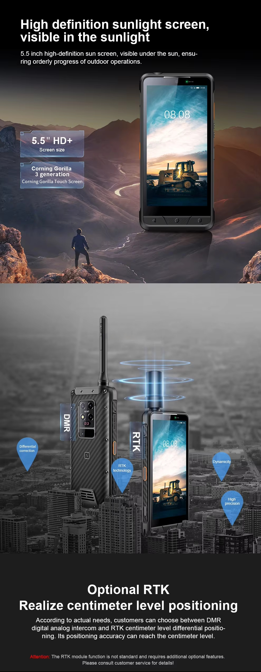 CS-M7 IP68 Rugged Phone Dustproof Waterproof Cellphones Night Vision Poc Uhf Radio Walkie Talkie Explosion-proof Android Smartphone