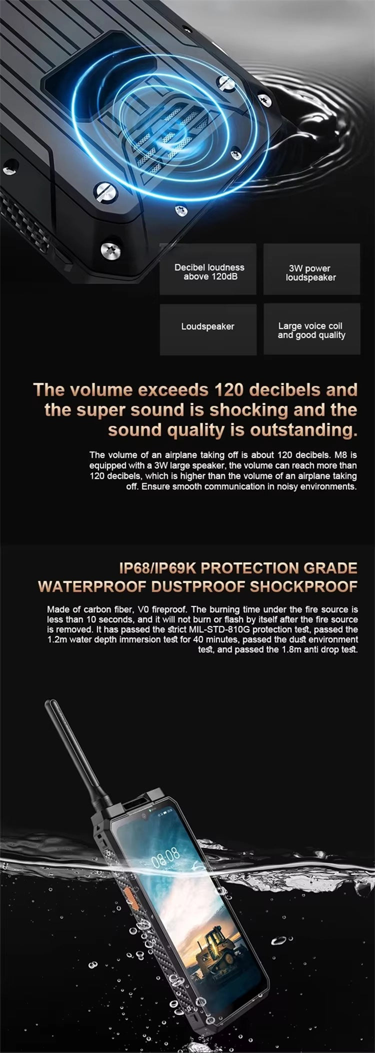CS-M8 Rugged Smartphone LTE Industrial Explosion Proof Ip68 Walkie-talkie 8000mAh DMR Thermal Imaging Mobile Phone Walkie Talkie