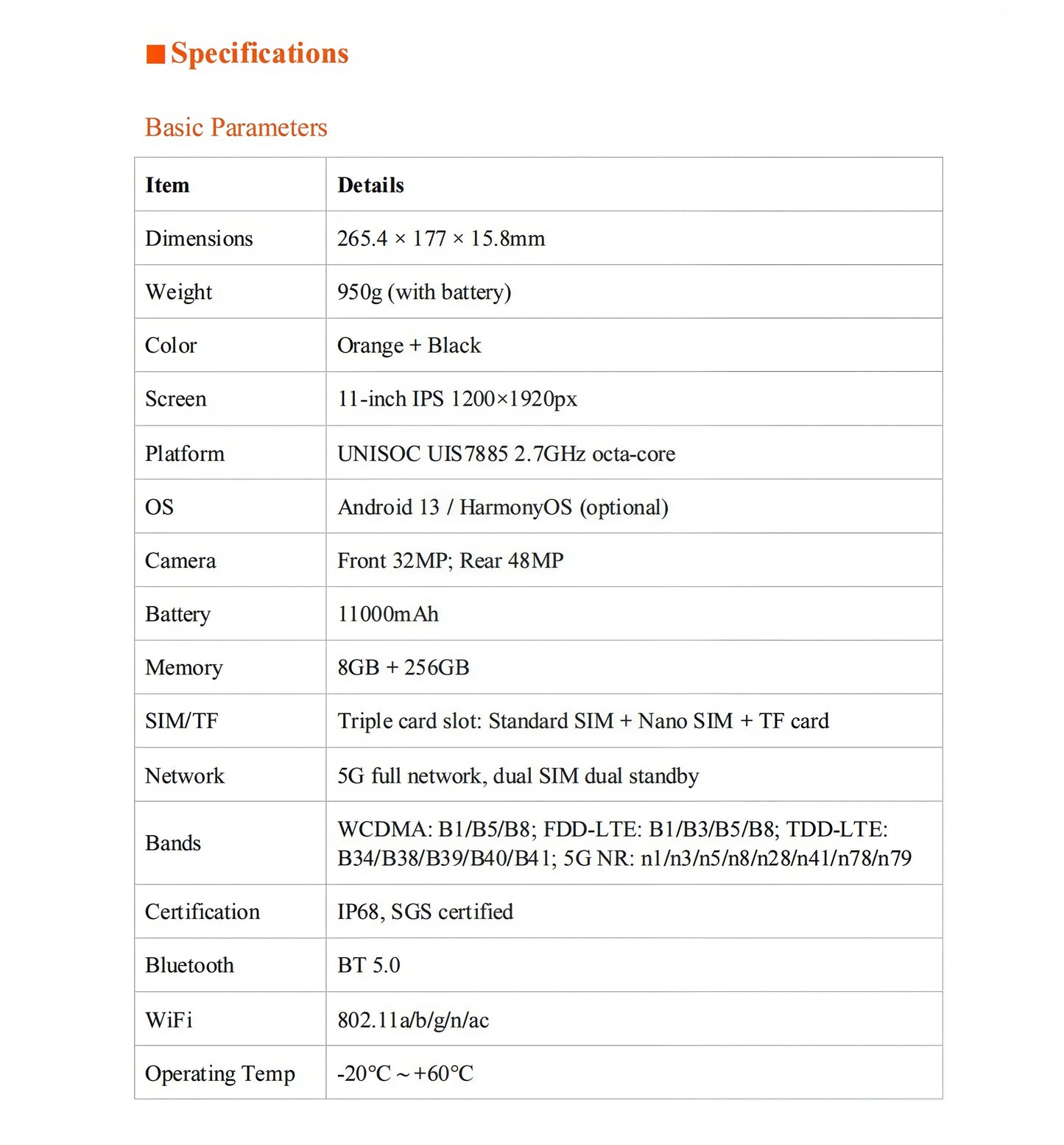 CS-P1100 11 Inch Rugged Tablet PC Waterproof Dustproof Dropproof 11000mAh GPS 5g Tablet IP68 Handheld Tablet PC