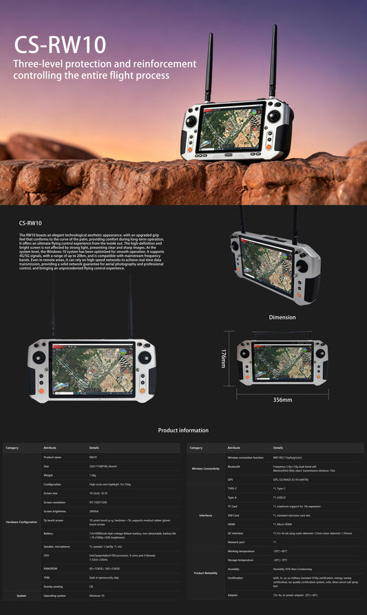 Croskylink CS-RW10 Remote Control Handheld Ground Station Digital Graphic Integrated Windows 10 20km Remote Controller
