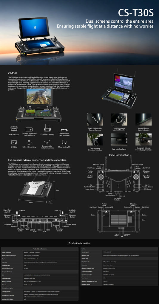 Croskylink CS-T30s Dual Display Portable Controller Integrated Gcs Ground Station Equipment