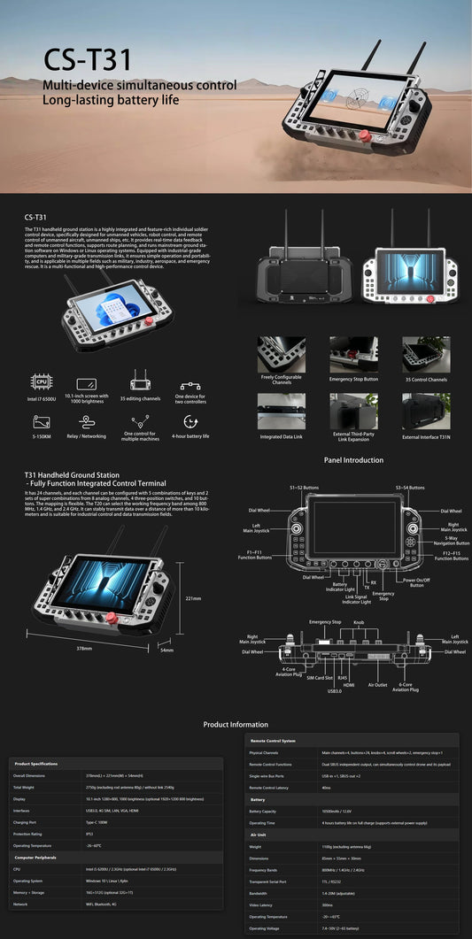 Croskylink CS-T31 Remote Control Ground Control Station (GCS) Lightweight Handheld Robotics Controller