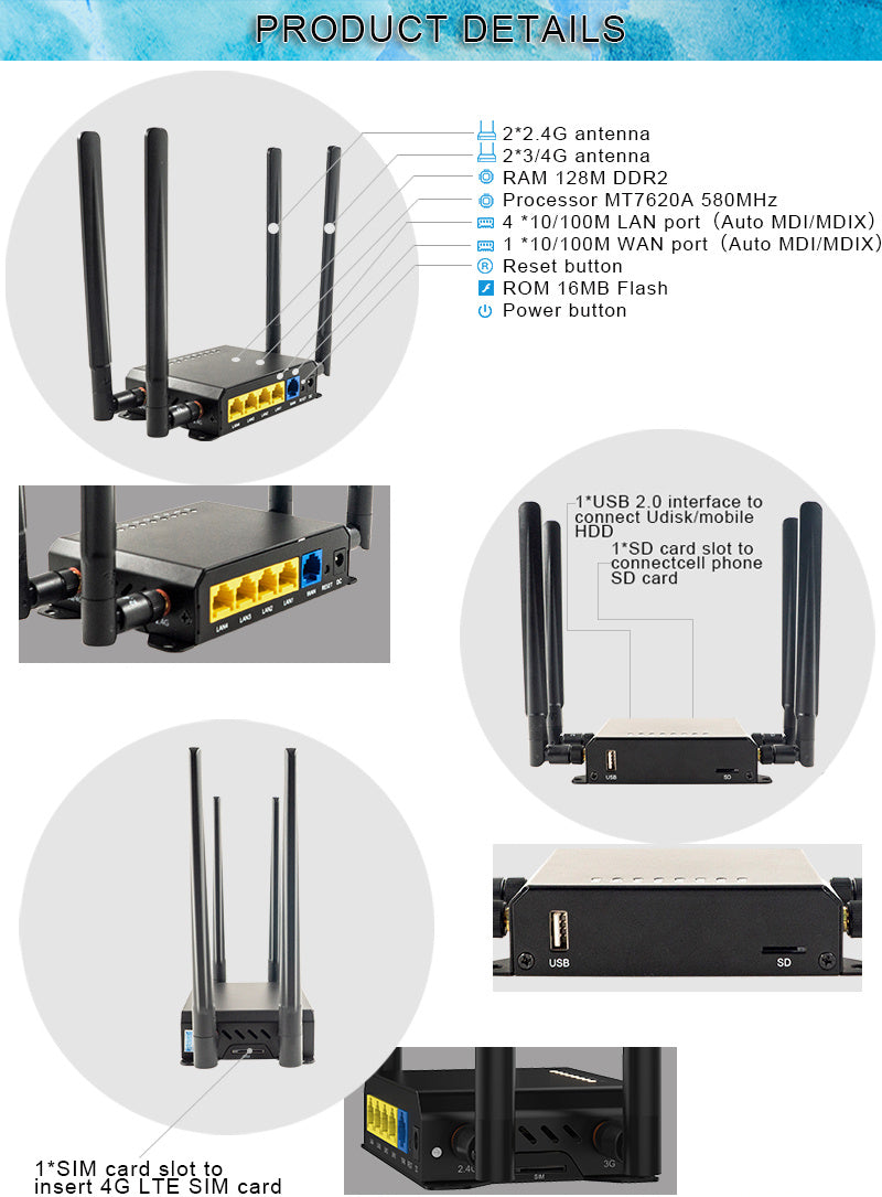 Croskylink CS-WE826-T2 Full-Network 4G Industrial WiFi Router DDR2 RAM 300 Mbps Smart Watchdog with SIM Card Slot Routers