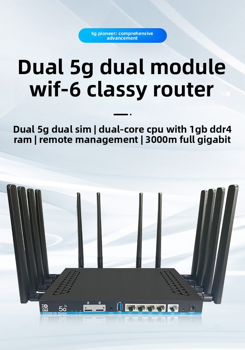 Croskylink CS-Z8102AX-M2-T Customized 5g Card-Insert Router with Mt7981b Chip, Wireless WiFi 6 Gigabit Dual-Card Mobile Industrial Router