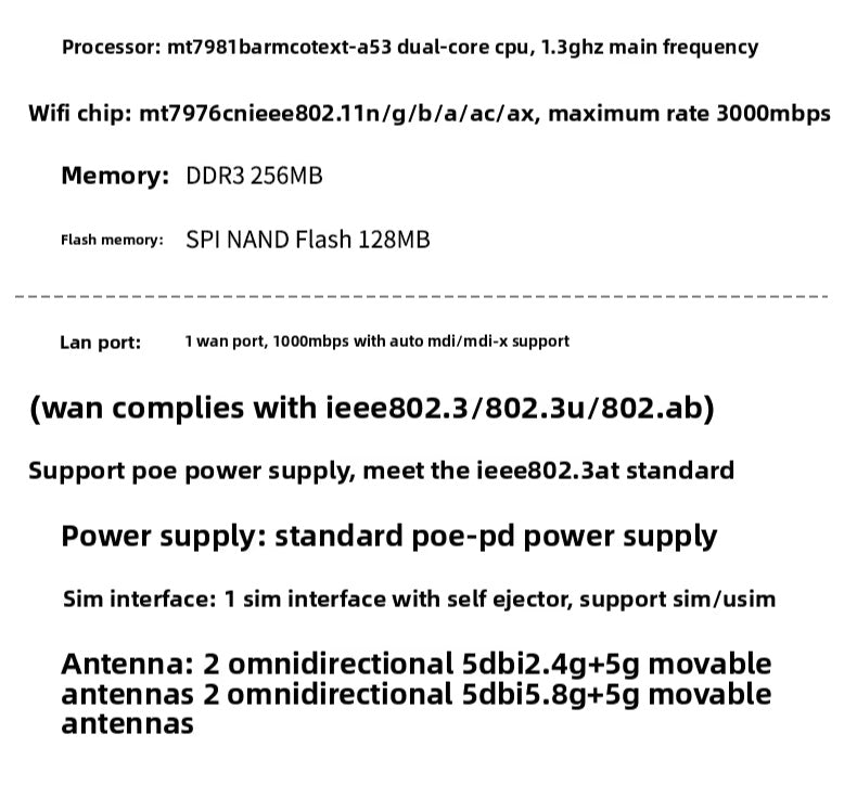 Croskylink CS-Z8105AX-M2-H Customized Outdoor 5g Router with SIM Card Slot, Industrial Outdoor Waterproof Poe Powered Wireless WiFi 6 Router with SIM Card