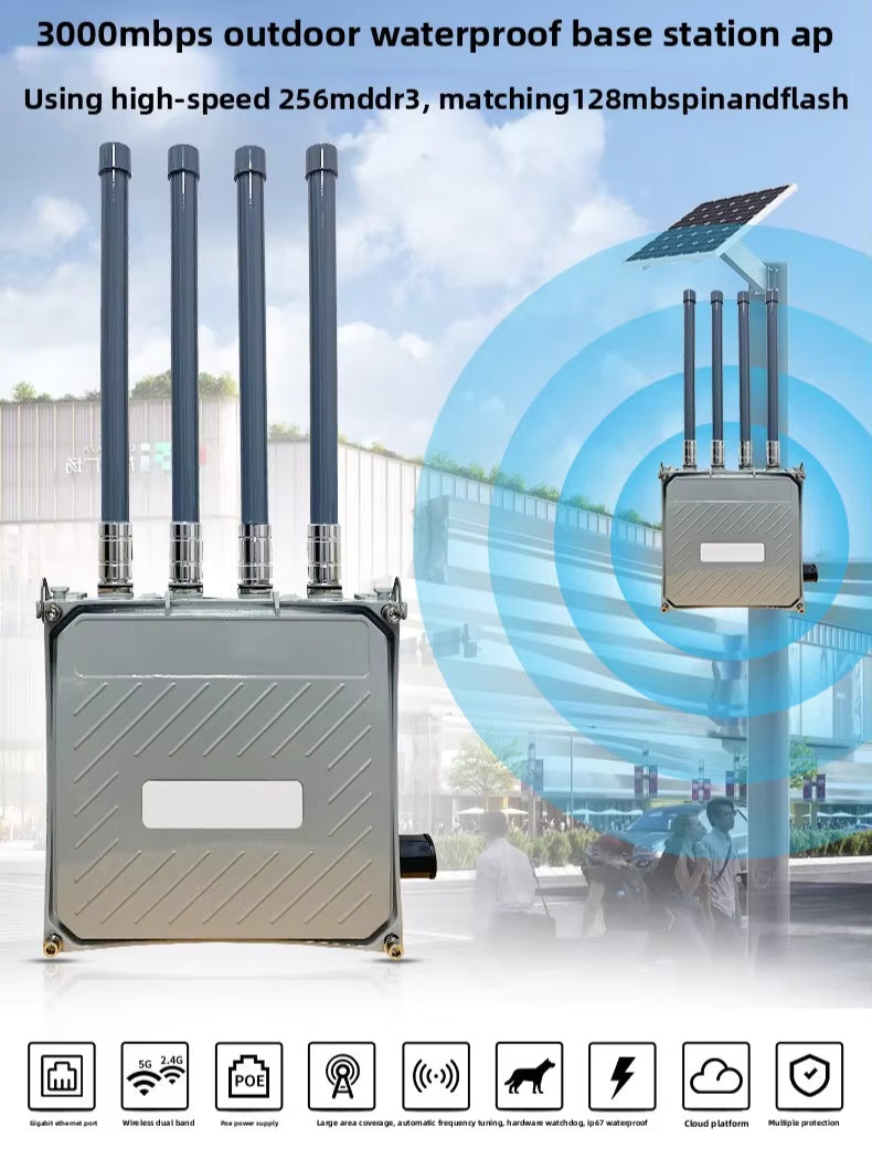 Croskylink CS-Z8105AX-M2-H Customized Outdoor 5g Router with SIM Card Slot, Industrial Outdoor Waterproof Poe Powered Wireless WiFi 6 Router with SIM Card