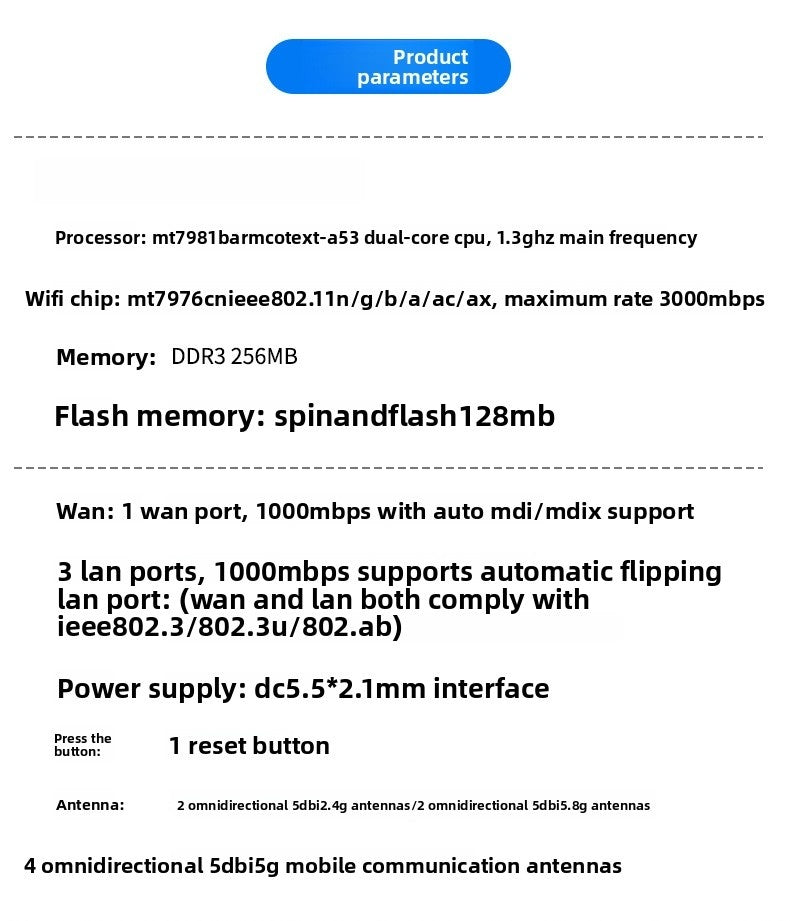 Croskylink CS-Z8105AX-M2-T Industrial 5g Plug-in Router Dual-Core Ax3000 Smart Mt7981b Solution Gigabit Wireless WiFi6 Router