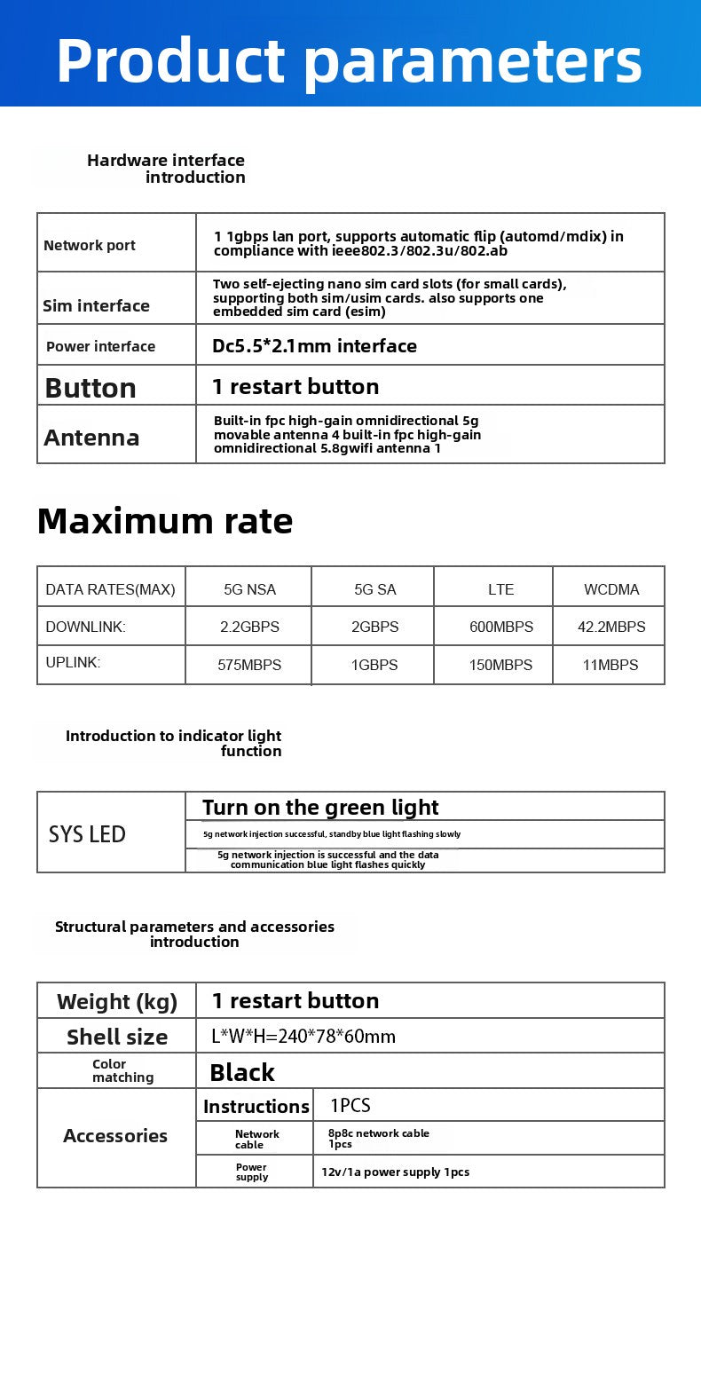Croskylink CSCPE2001 5g CPE Router with Full Gigabit Wireless WiFi 6, High-Speed Phy Chip, Suitable for Mobile Live Streaming, Office and Home Use