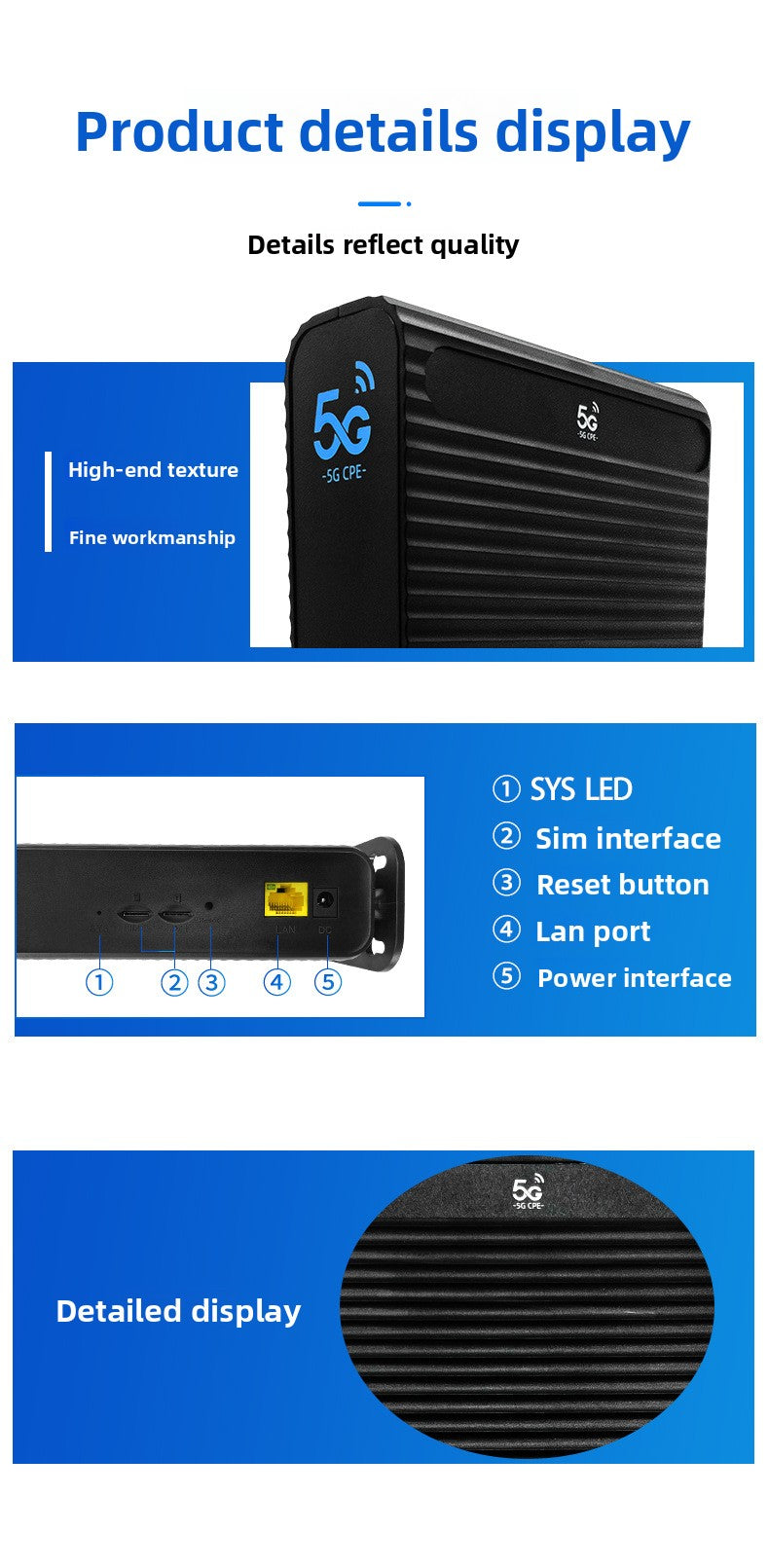 Croskylink CSCPE2001 5g CPE Router with Full Gigabit Wireless WiFi 6, High-Speed Phy Chip, Suitable for Mobile Live Streaming, Office and Home Use