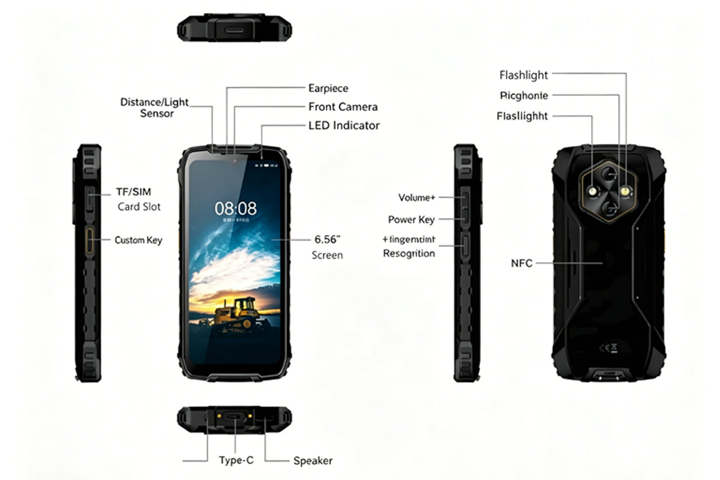 CS-M3-2026 Waterproof Industrial Mobile Phone NFC IP68 Rugged Smartphone Android 15 2026 New Version 10000mAh with Dual Standby
