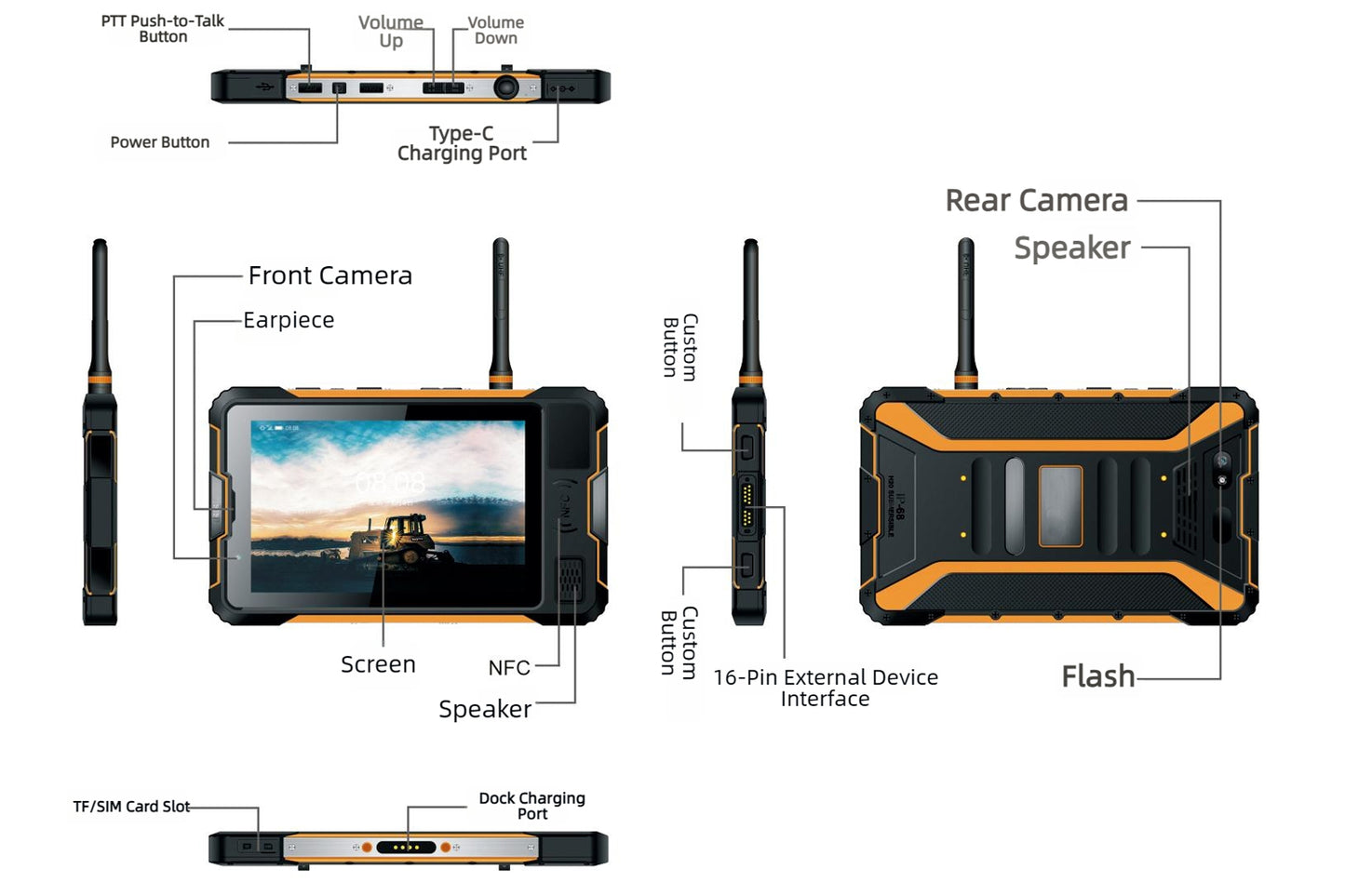 CS-P9000U Industrial Rugged Tablet PC Dropproof Anti-Dust Waterproof IP68 Poc Tablet